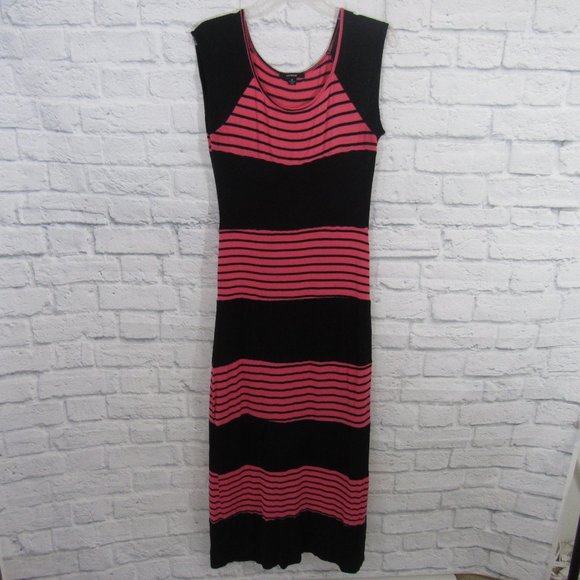 Espresso Pink and Black Striped Maxi Dress Size M - Picture 1 of 4
